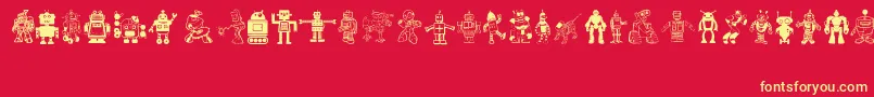 Robots Font – Yellow Fonts on Red Background