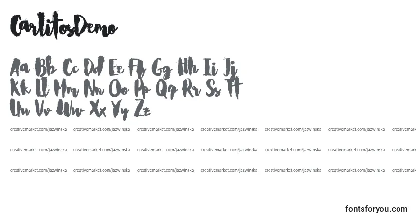 Czcionka CarlitosDemo – alfabet, cyfry, specjalne znaki