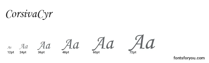 CorsivaCyr Font Sizes