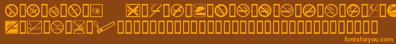 フォントNosmoking – オレンジ色の文字が茶色の背景にあります。