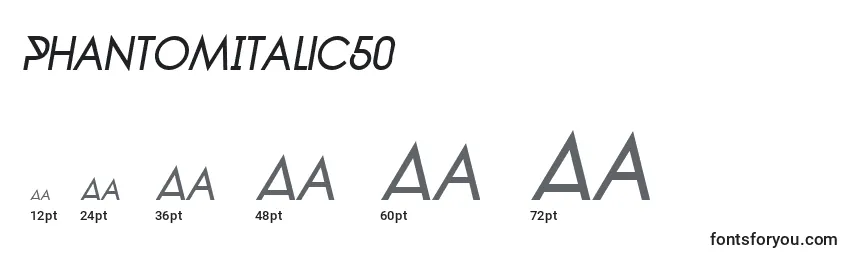 Размеры шрифта PhantomItalic50