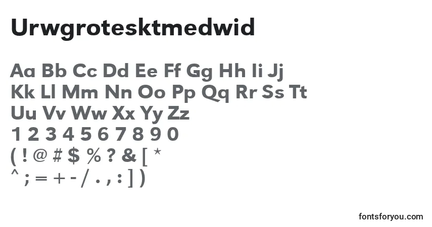 A fonte Urwgrotesktmedwid – alfabeto, números, caracteres especiais