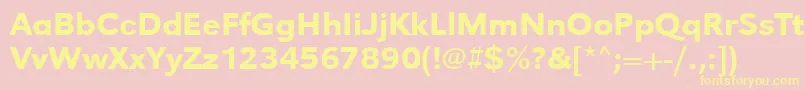 Urwgrotesktmedwid-Schriftart – Gelbe Schriften auf rosa Hintergrund