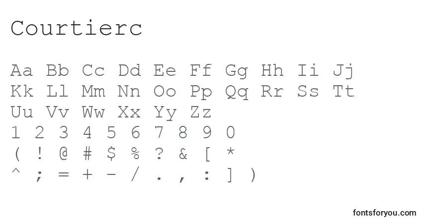 Czcionka Courtierc – alfabet, cyfry, specjalne znaki
