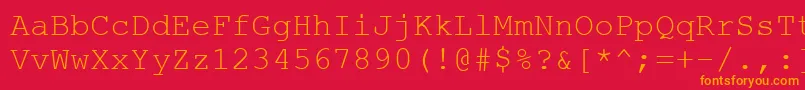 フォントCourtierc – 赤い背景にオレンジの文字