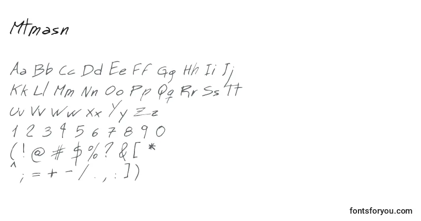 Czcionka Mtmasn – alfabet, cyfry, specjalne znaki