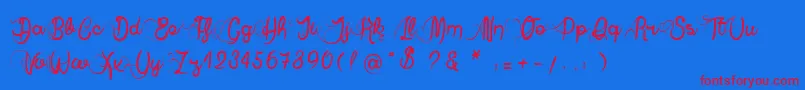 フォントAnneExilum – 赤い文字の青い背景