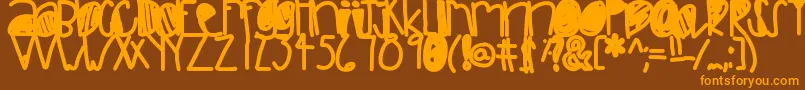 Weitere Informationen zur Bliss-Schriftart Bliss-Schriftart – Orangefarbene Schriften auf braunem Hintergrund