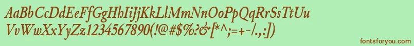 JunicodeBolditaliccondensed Font – Brown Fonts on Green Background