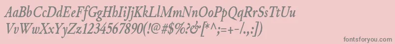 Police JunicodeBolditaliccondensed – polices grises sur fond rose