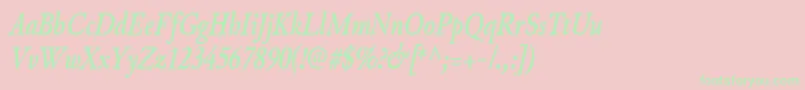 JunicodeBolditaliccondensed-Schriftart – Grüne Schriften auf rosa Hintergrund