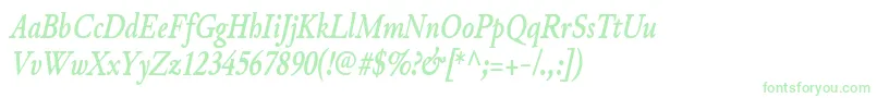 JunicodeBolditaliccondensed Font – Green Fonts on White Background