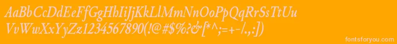 JunicodeBolditaliccondensed-Schriftart – Rosa Schriften auf orangefarbenem Hintergrund