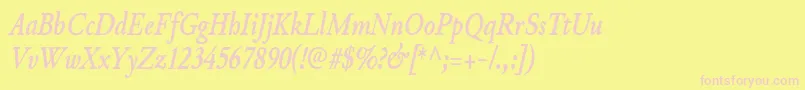 JunicodeBolditaliccondensed Font – Pink Fonts on Yellow Background