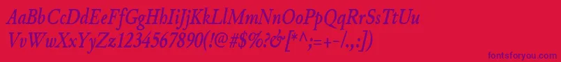 JunicodeBolditaliccondensed Font – Purple Fonts on Red Background