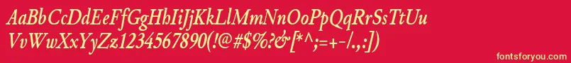 JunicodeBolditaliccondensed Font – Yellow Fonts on Red Background