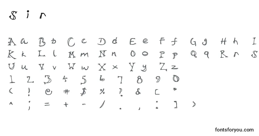 Шрифт Sir – алфавит, цифры, специальные символы