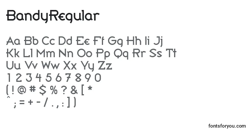 Schriftart BandyRegular – Alphabet, Zahlen, spezielle Symbole