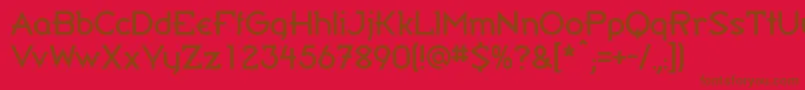 BandyRegular-Schriftart – Braune Schriften auf rotem Hintergrund