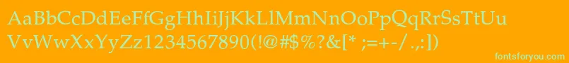 PalatinoThin Font – Green Fonts on Orange Background