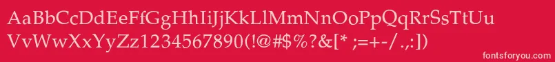 PalatinoThin Font – Pink Fonts on Red Background