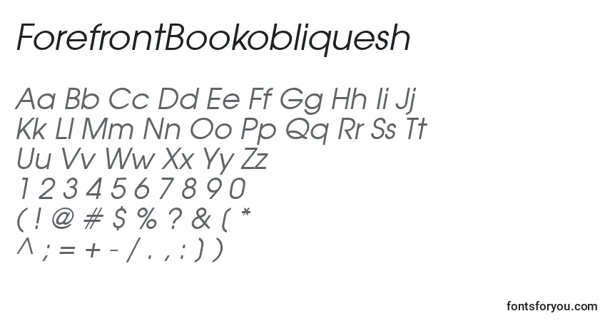 Czcionka ForefrontBookobliquesh – alfabet, cyfry, specjalne znaki