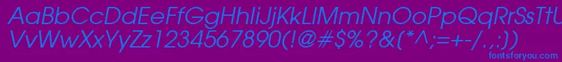 Шрифт ForefrontBookobliquesh – синие шрифты на фиолетовом фоне