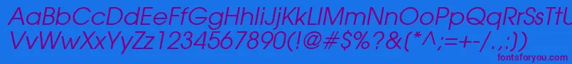 ForefrontBookobliquesh Font – Purple Fonts on Blue Background