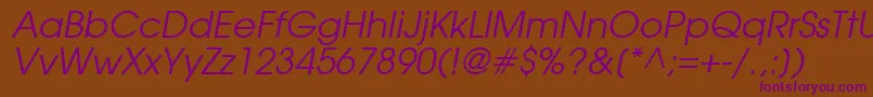 ForefrontBookobliquesh Font – Purple Fonts on Brown Background