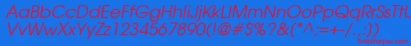 Fonte ForefrontBookobliquesh – fontes vermelhas em um fundo azul