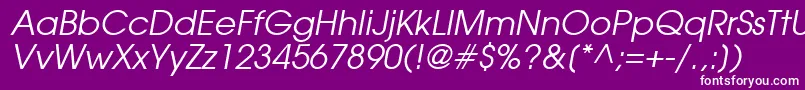 ForefrontBookobliquesh-Schriftart – Weiße Schriften auf violettem Hintergrund