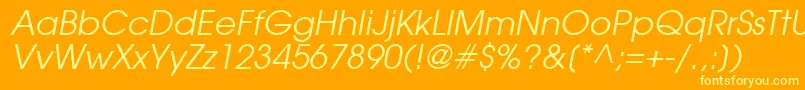 ForefrontBookobliquesh-Schriftart – Gelbe Schriften auf orangefarbenem Hintergrund
