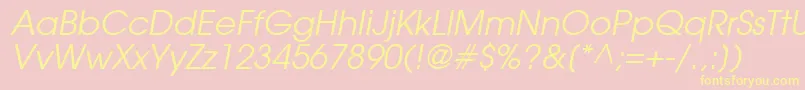 Fonte ForefrontBookobliquesh – fontes amarelas em um fundo rosa