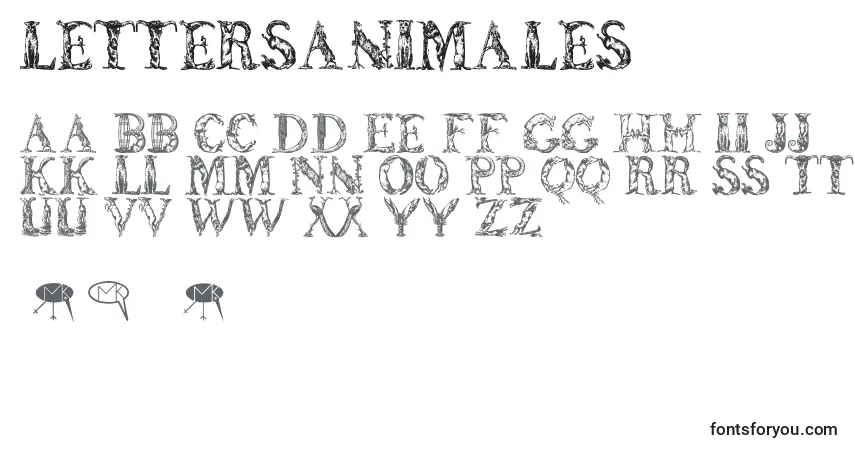 Schriftart Lettersanimales – Alphabet, Zahlen, spezielle Symbole