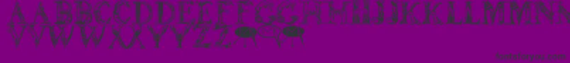 フォントLettersanimales – 紫の背景に黒い文字