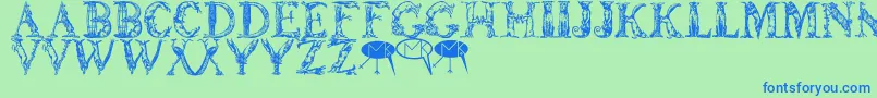 Lettersanimales Font – Blue Fonts on Green Background