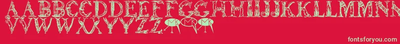 Lettersanimales Font – Green Fonts on Red Background
