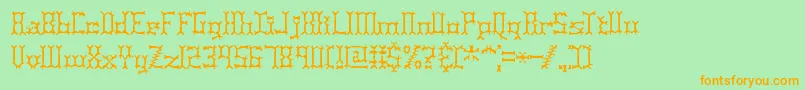 Pincers-Schriftart – Orangefarbene Schriften auf grünem Hintergrund