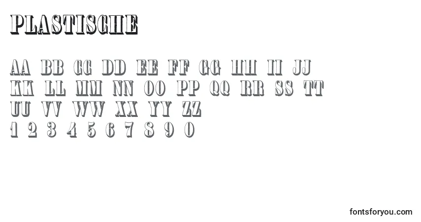 Schriftart Plastische – Alphabet, Zahlen, spezielle Symbole