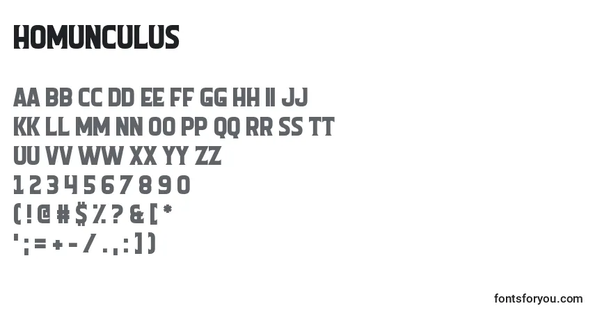 Шрифт Homunculus – алфавит, цифры, специальные символы