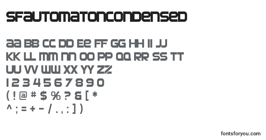 A fonte SfAutomatonCondensed – alfabeto, números, caracteres especiais