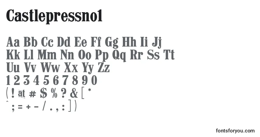 Schriftart Castlepressno1 (114028) – Alphabet, Zahlen, spezielle Symbole