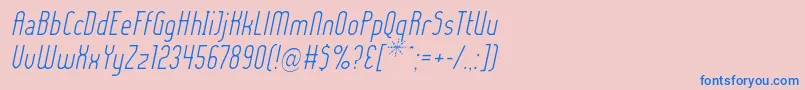 Fonte LadyIceLightItalic – fontes azuis em um fundo rosa