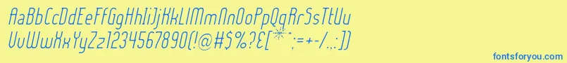 LadyIceLightItalic Font – Blue Fonts on Yellow Background