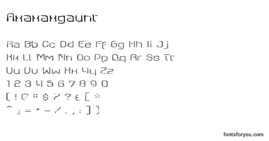 A fonte Axaxaxgaunt – alfabeto, números, caracteres especiais