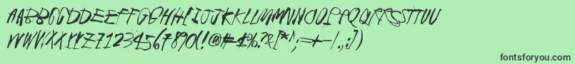 フォントBlackCrowKing2 – 緑の背景に黒い文字