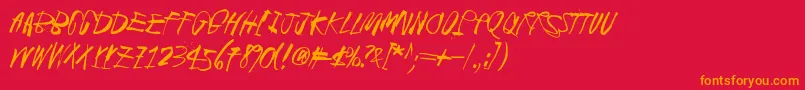 フォントBlackCrowKing2 – 赤い背景にオレンジの文字