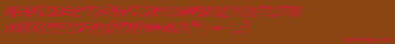 BlackCrowKing2-Schriftart – Rote Schriften auf braunem Hintergrund