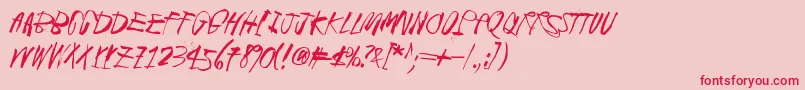 BlackCrowKing2-Schriftart – Rote Schriften auf rosa Hintergrund
