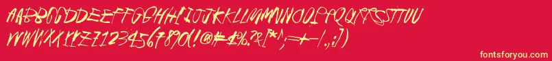 BlackCrowKing2-Schriftart – Gelbe Schriften auf rotem Hintergrund